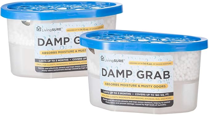 Damp Grab Dehumidifier - Pack of 2, Moisture Control, Fragrance Free by FoxValleyTradersFamilyofBrands
