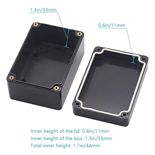 Junction Box, Zulkit Project Box IP65 Waterproof Outdoor Box ABS Plastic Electrical Boxes Electronic Enclosure Black 3.94 x 2.68 x 1.97 inch (100X68X50mm) (Pack of 2) - Image 6