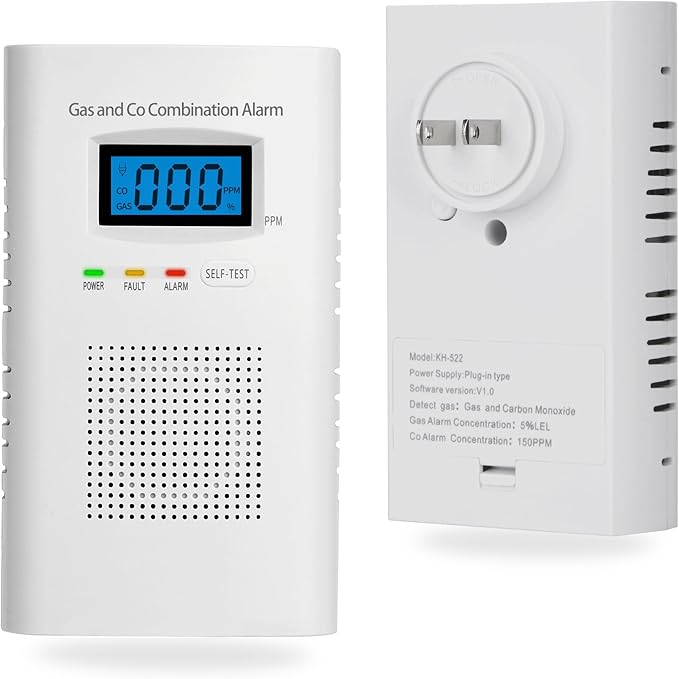 Plug in Combination Gas & Carbon Monoxide Detectors - Natural Gas Detectors & Carbon Monoxide Alarm for Home, Co Detector & Gas Detectors with Digital Display,Holds 9V Battery (not Included) by ProductCategory