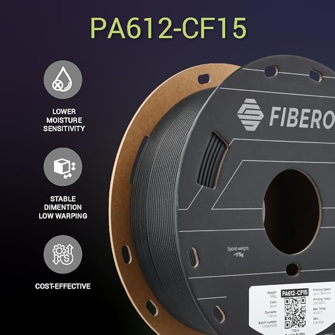 Polymaker Fiberon PA612-CF Carbon Fiber Nylon Filament 1.75mm Black 0.5kg, Fiberon PA612-CF Strong & Low Moisture Sensitive Nylon 1.75mm 3D Printing Filament - Image 6