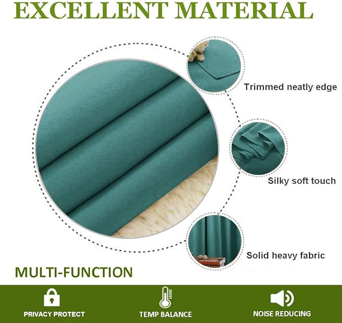 NICETOWN Sound Reducing Room Divider Curtains, 100% Black-Out Patio Curtain, Wide Lined Drape, Keep Warm Drapery, Sliding Glass Door Panel for Night Shift（Sea Teal, 1 Panel, 100 inches x 108 inches - Image 7
