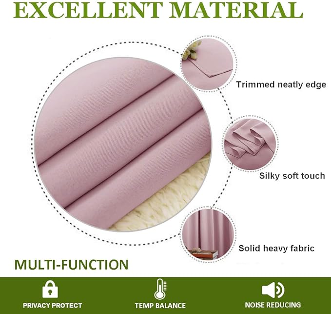 NICETOWN Room Darkening Curtain for Girl's Room Nursery Essential Thermal Insulated Solid Grommet Top Window Treatment Drape (Lavender Pink=Baby Pink, Sold Individually, 42 x 72 inch) - Image 4