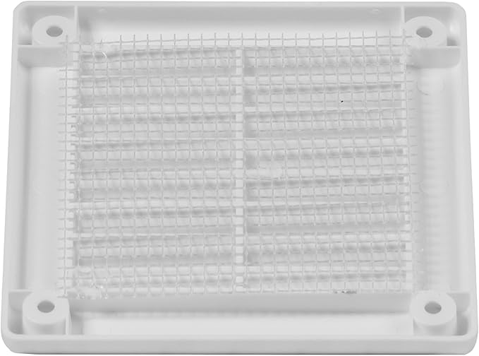 5-Pack 4" x 4" (Outer Size) Square Air Vent Cover – White Plastic Vent Deflector - Screen Mesh, Surface Mount Wall Ceiling – Cold Air Return Soffit Air Vent Cover - Register Indoor Outdoor - Image 9