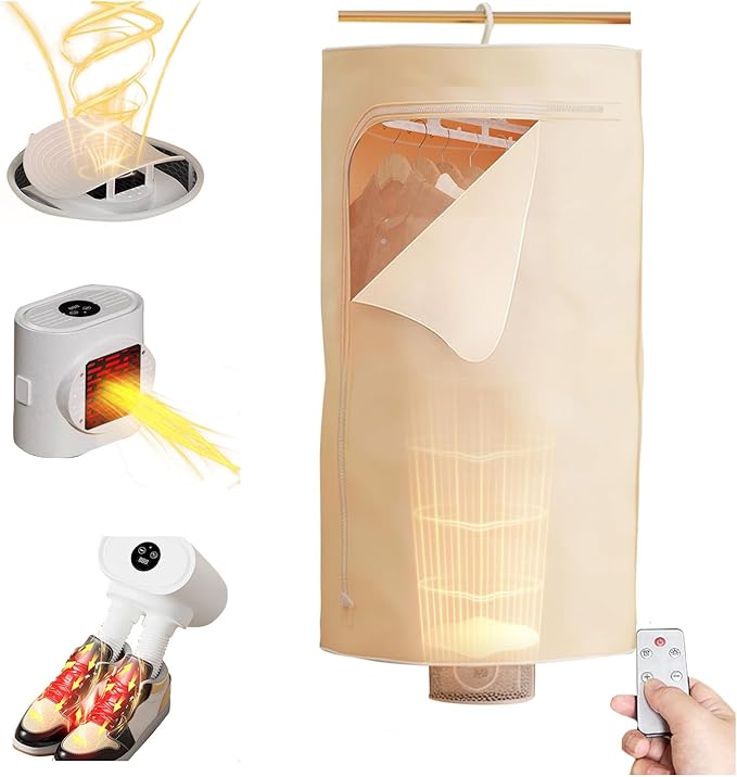 3-in-1 Multifunctional Portable Dryer for laundry Clothes Dryer, Boot Dryer, With Time Setting、Remote Control, Laundry, Apartments, RV, Travel, Low noise、Energy Saving by Unknown