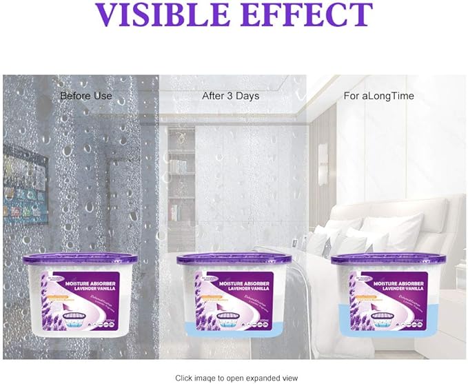 CANAGER Lavender Vanilla Moisture Absorber Box,Odor Eliminator and Dehumidifier Boxes for Closet,Bedroom,Kitchen,Bathroom-6 Packs,Cups - Traps Moisture for Fresher, Cleaner Air Purple - Image 6