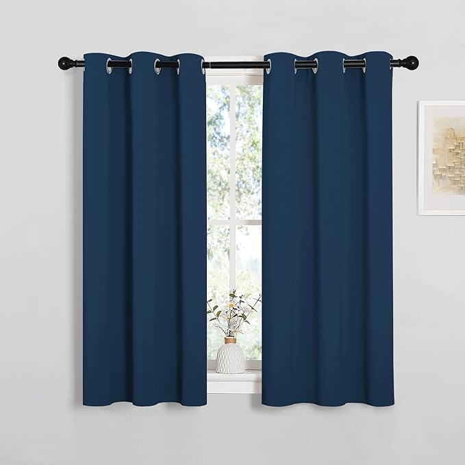 NICETOWN Bedroom Curtain Panels Blackout Draperies, Thermal Insulated Solid Grommet Blackout Curtains/Drapes (Moroccan Blue, 1 Pair, 34 by 45-inch) by NICETOWN