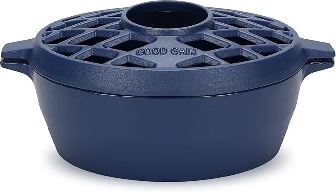 G Good Gain Wood Stove Steamer, Fireplace Humidifier, Cast Iron Humidifier for Stove, Matte Blue Finish, Rust Resistant, Lattice Top, 2.5 Quart Capacity, Wood Burning Stove Indoor Decorative - Image 9
