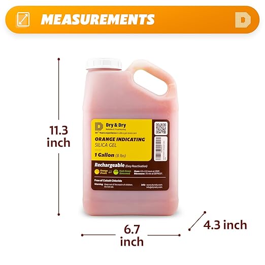 "Dry & Dry" [16 LBS] Premium Orange Indicating Silica Gel Desiccant Beads(Industry Standard 3-5 mm) - Rechargeable(2 Gallon) - Image 6