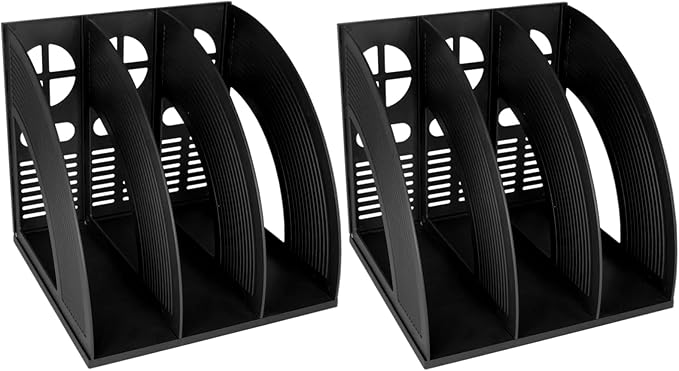 SAYEEC 2Pcs Magazine Holder Plastic File Sorter Binder Holder for Desk Folder Organizer Stand Book Shelf Dividers Vertical Filling Storage Rack Desktop Bookshelf Display Box for Office School (Black) by SAYEEC