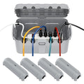 RESTMO 5-Piece Outdoor Waterproof Electrical Box Set – 12.5" x 8.5" x 5" Large & 7.1" x 2.3" x 2.3" Small, Weatherproof Boxes for Power Strip, Outlet, Plug, Socket, Timer, Holiday Light, Light Gray by Restmo