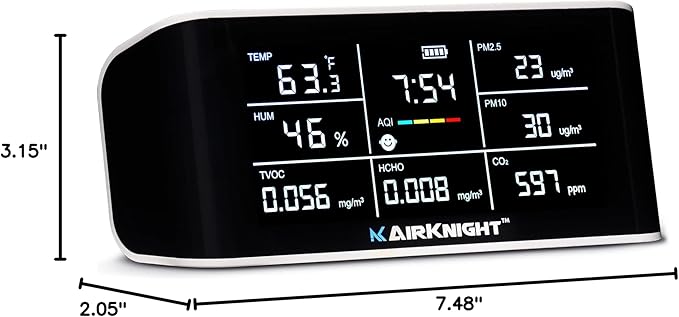 AirKnight Premium Indoor Air Quality Monitor Indoor & Air Quality Sensor. VOC Detector, CO2 Monitor, Formaldehyde Detector HCHO, AQI, PM2.5, PM10 Temperature Humidity Air Monitor AQI CO2 Meter - Image 7