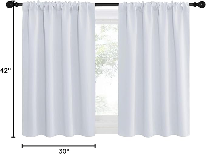 NICETOWN Greyish White Window Curtain Panels, RV Bunk Curtains, Thermal Insulated Rod Pocket Room Darkening Curtain Sets for Loft (Greyish White, 2 Panels, 42 in x 30 in (W x L)) - Image 10