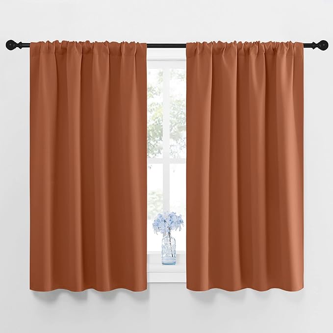 NICETOWN Blackout Curtains and Drapes - Thermal Insulated Solid Rod Pocket Blackout Draperies/Panels (Burnt Orange, 1 Pair, 42 by 48 inches) by NICETOWN