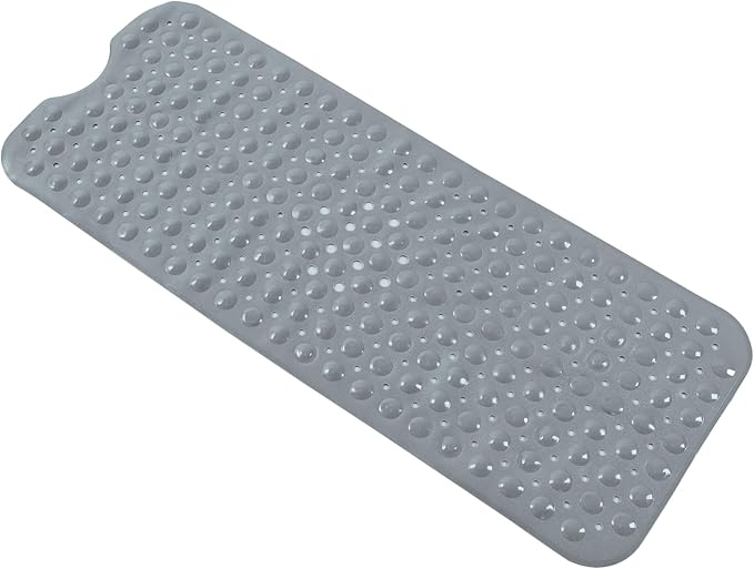 Anti-Slip Bathtub Shower mat, 39.3×15.7 inch（Approximately 100 × 40cm） Soft Oversized Machine Washable Non-Slip Bathtub mat with Drainage Holes, Bathroom Floor Suction Cup.（1-Opaque Gray） by ERASILKEN-X