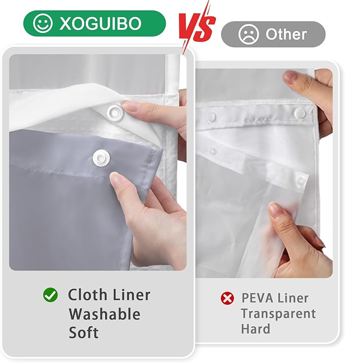 Replacement Snap-in Fabric Liner 71" W x 55" L, for 72" W x 75" L No Hook Shower Curtain - Grey - Image 5