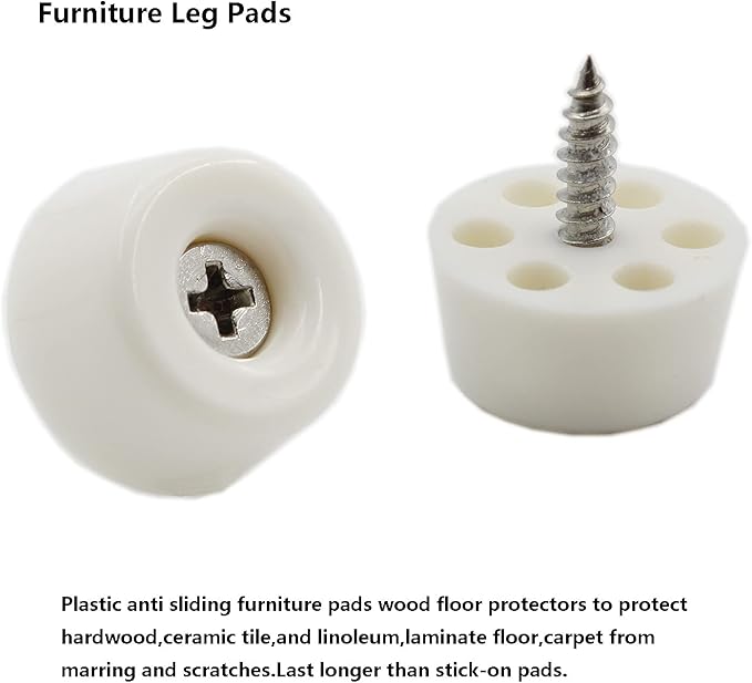 20PCS Round Furniture Pads,TTZEZE Heavy Duty Nail-on ABS Plastic Pad for Wood Furniture and Hard Floor Surfaces Chair Cabinet Table Sofa Couch Stool Leg Feet Floor Protectors Slide Smoothly (White) - Image 3