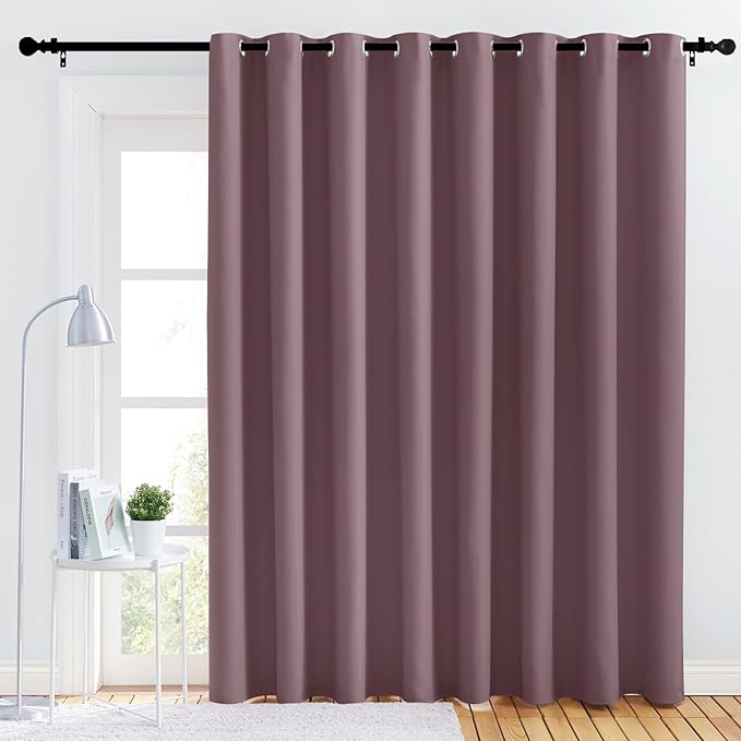 NICETOWN Bedroom Blackout Curtain Panel - (120 inches by 102 inch, Dry Rose, 1 PC) Energy Saving Thermal Insulated Grommet Blackout Drapery for Patio, Room Divider Curtain by NICETOWN