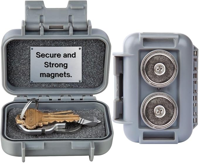 Hide a Key Outside with our Magnetic Box, Our Waterproof Air-Tight Magnetic Key Box for Under Car Stays Secure with 2 Strong Neodymium Magnets by GorillaBox