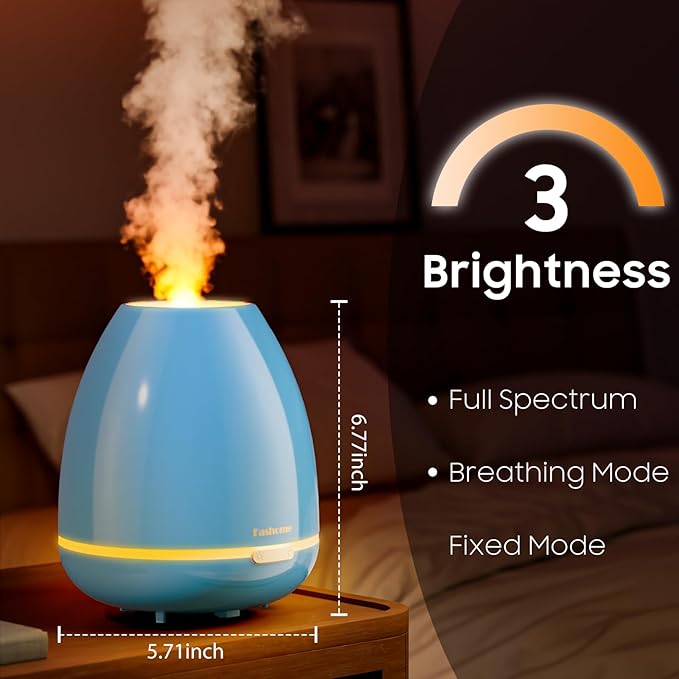 300ml Essential Oil Diffuser & Cool Mist Humidifier - Ultra-Quiet Ultrasonic Aromatherapy for Bedroom, 7 Color Night Light, BPA-Free, Auto Shut-Off, Up to 12H Continuous Mist(Blue) - Image 2