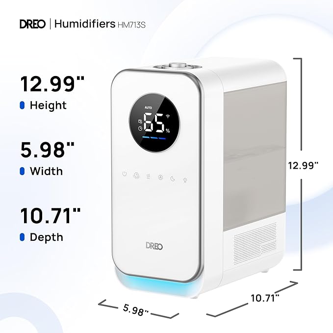 DREO Humidifiers for Bedroom, Top-filled Smart Quiet Cool Mist Humidifiers for Large Room Home, Oil Diffuser & Nightlight, 50Hours Runtime for Indoor Plants, with Alexa/Google, Grey - Image 9