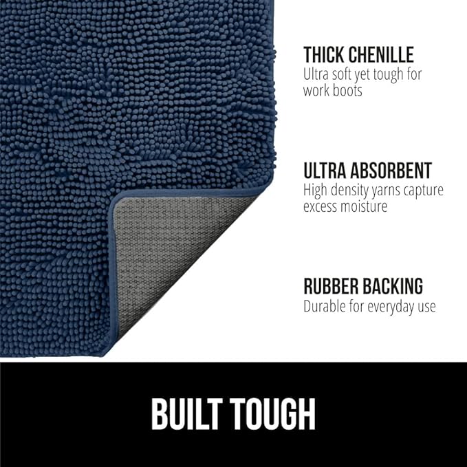 GORILLA GRIP SOAKSTOPPER Dog Door Mat, Machine Washable Rug Absorbent Doormat Captures Moisture Mud Dirt, Quick Dry Soft Chenille Entryway Rugs Indoor Entrance Mats for Dog Paws, 24x17 Navy Blue - Image 2
