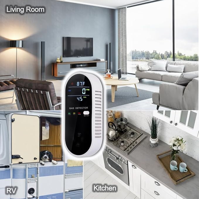 3-in-1 Combustible Gas Detector with Temperature and Humidity Display, Plug-in Portable Combustible Gas Leak Alarm，Natural Propane Gas Detector for Kitchen，Living Room，Bedroom. - Image 7