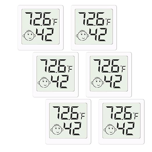 Mini Humidity Meter Hygrometer 6 Pack Room Thermometer Indoor Digital Temperature and Humidity Monitor for Home House Office Garden and Cellar by Unknown