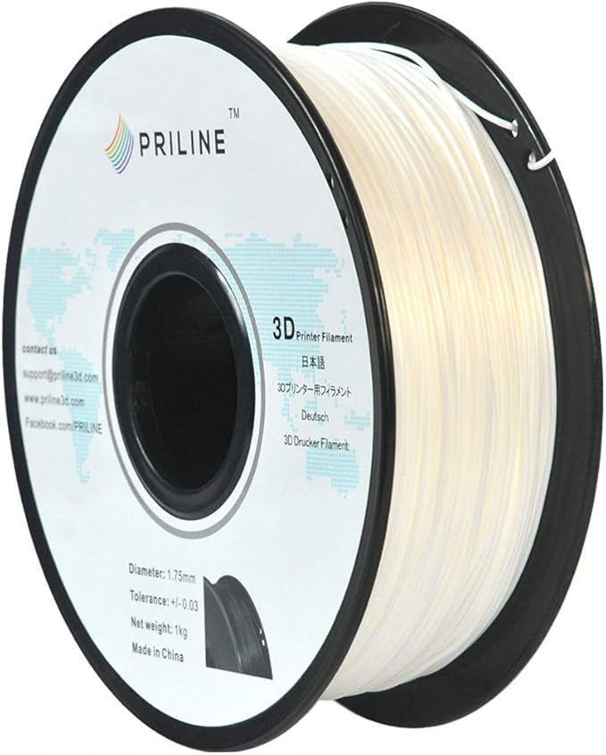 TPU Filament，PRILINE 98A TPU Flexible Soft 3D Printer Filament，1KG 1.75mm Spool Durable Flexible Material, White - Image 2