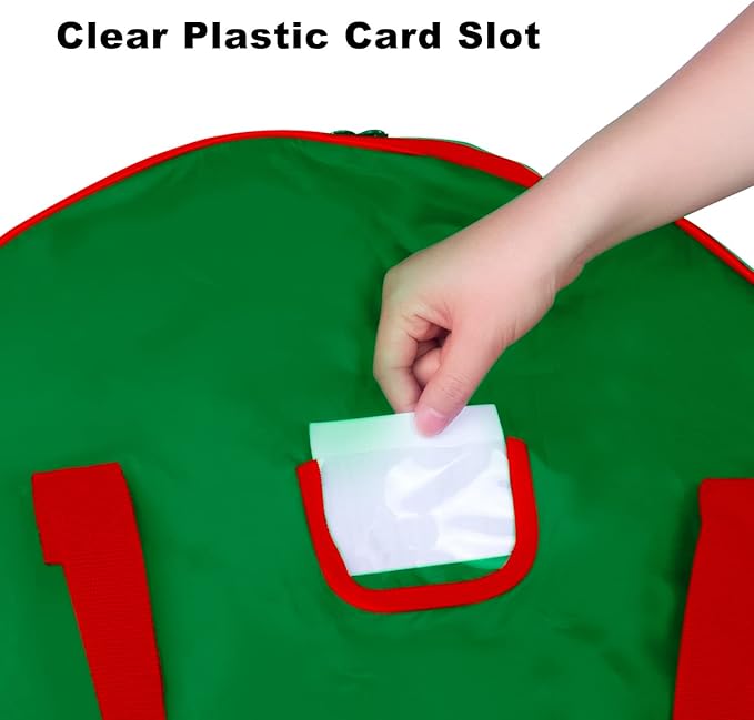 30" Christmas Wreath Storage Container Bag - Christmas Large Garland Ornament Wreath Container - Reinforced Wide Heavy Duty Handle and Double Sleek Zipper - Protect Your Party Decorations - Green - Image 5