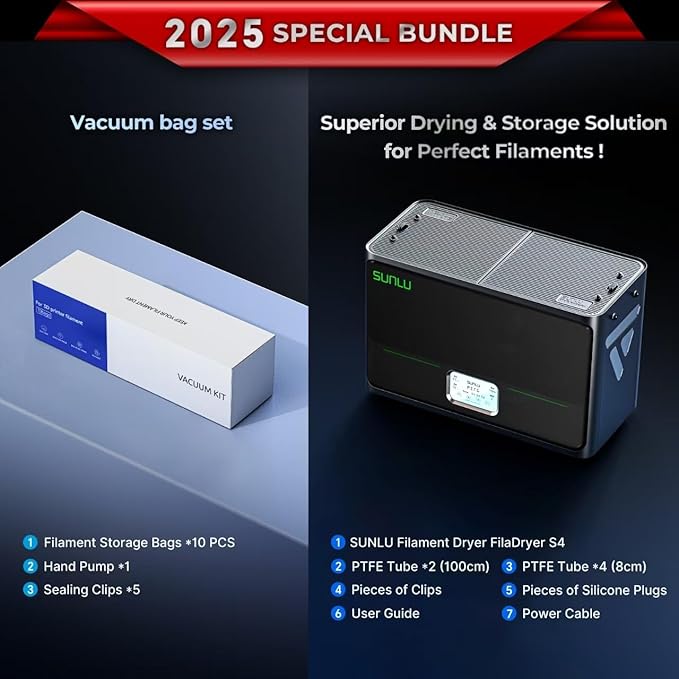 【2025 Special Bundle】 SUNLU Official Filament Dryer Box S4,Four-Spool 3D Printer Dehydrator with Rapid Heating, Auto Humidity Control, and Advanced Triple Fan Upgrade, Fits PLA,PETG,ABS,TPU,PA,etc. - Image 6