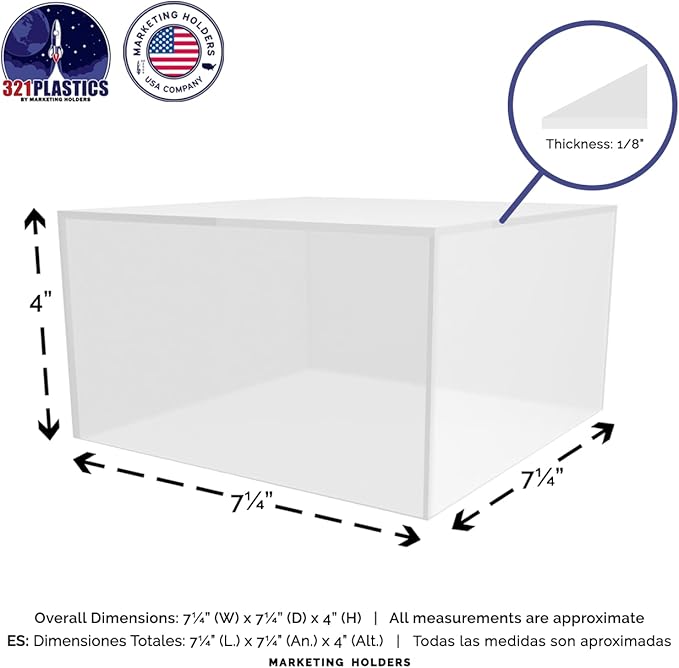 Frosted Acrylic Display Box Counter Retail Merchandise Storage Bin No Lid with Open Bottom 7" x 7" x 4" Flippable Cubby for Tradeshows and Expos by Marketing Holders - Image 6