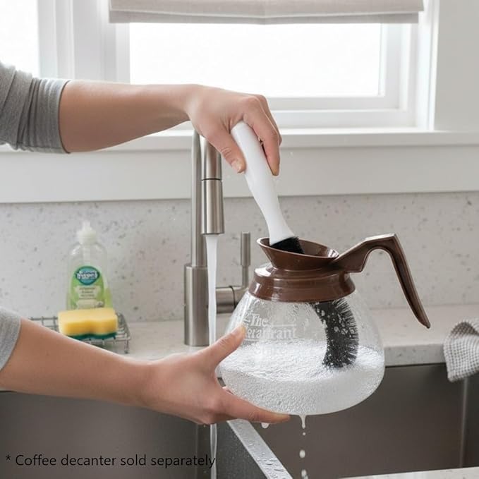 TrueCraftware- Coffee Decanter Cleaning Brush with Curved Head and Plastic Handle-10 Inches Nylon Brush Household Tools Flexible Scourer for Decanters Goblets Glasses Cups - Image 2