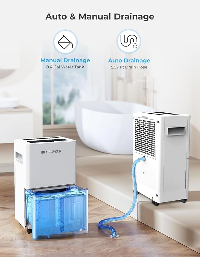 1500 Sq.Ft Dehumidifier for Basement with Drain Hose, 21 Pints Dehumidifiers for Home, Bathroom, Bedroom, Large Room, Continuous Drainage, Auto Defrost, Intelligent Humidity Control, 24H Timer - Image 5