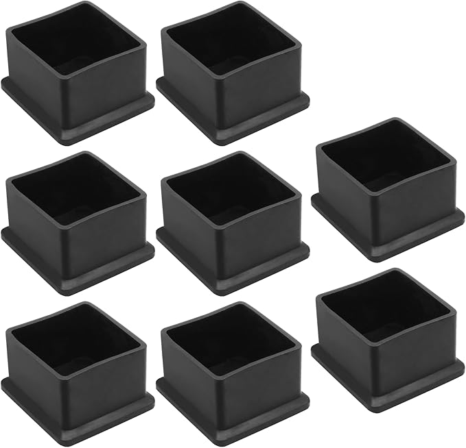 8 Pcs Square PVC Furniture Leg Caps (1-1/2" x 1-1/2"), Vinyl Flexible Chair Leg Floor Protectors for Patio Indoor Chair Table Bed, 38mm x 38mm by Bonsicoky