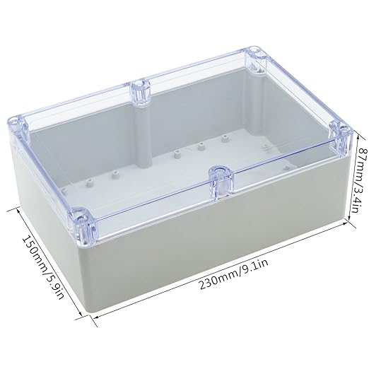 LeMotech ABS Plastic Junction Box Dustproof Waterproof IP65 Electrical Enclosure Box Universal Project Enclosure Grey with PC Transparent Clear Cover 9 x 5.9 x 3.4 inch(230 x 150 x 87 mm) - Image 2