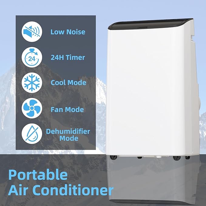 14000 BTU Portable Air Conditioner for 750 Sq Ft 3-In-1 AC Unit with Cooling/Dehumidifier/Fan Modes, Remote, 24H Timer & Installation Kit for Home/Office/Dorm - Image 4