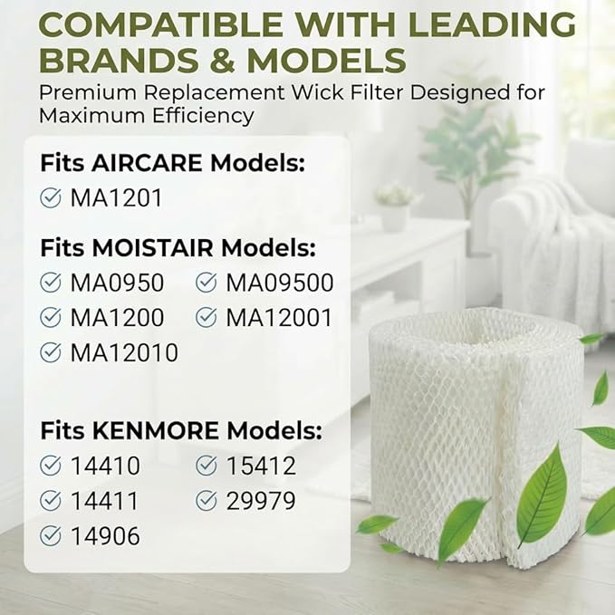 MAF1 Humidifier Filter Replacement Compatible with Aircare Essick Air MA1201 MoistAir MA0950 MA1200 MA1201 MA09500 and Kenmore 14906 14410 14411 15412 29979(2 Pack) - Image 2