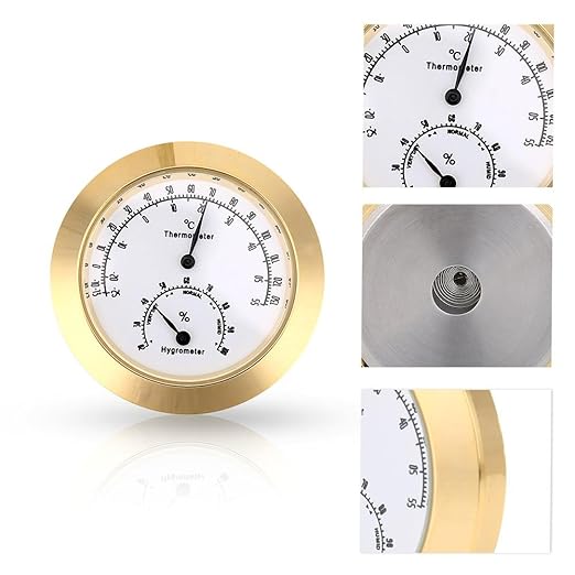 Thermometer Hygrometer, Temperature Humidity Monitor for Indoor Outdoor Instruments (Gold) Hygrometer For Cigar Humidor Humidor Hygrometer Humidor Cigar Box Acoustic Guitar Hygrometer - Image 5