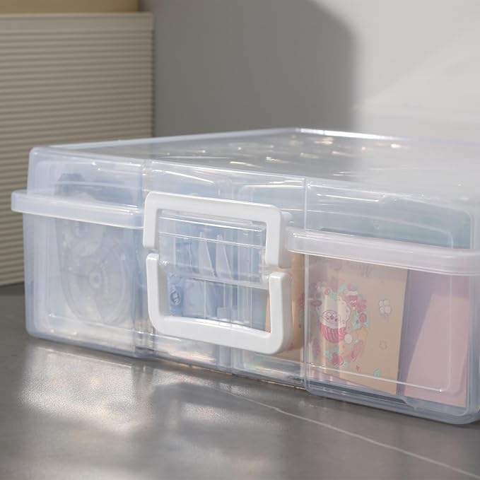 novelinks Transparent 4" x 6" Photo Organizers and Photo Storage Box with Handle, 16 Inner Photo Cases, Portable Picture Organizers & Photo Storage Containers (Clear) - Image 4