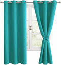 Hiasan Room Darkening Window Curtains for Bedroom, Thermal Insulated, Energy Saving Blackout Curtains, Set of 2 Panels, Sewn with Tiebacks, Grommet Top (Peacock Teal, Width 42 Inch x Length 63 Inch) by Hiasan