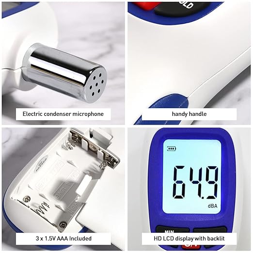 Decibel Sound Meter, Hand-Held Sound Level Meter 30dB to 13dB(A), Noise Meter Monitor with Backlight Alert, Noise Level Meter Tool for Home Office Job-site - Image 6