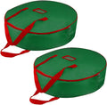 Christmas Wreath Storage Bag 25inch -Large Christmas Wreath Storage Container-Durable Oxford Fabric, Dual Zippered, Easy to Slip the Wreath in & Out, Protect Wreath Garlands from Dust-Green,Pack of 2 by TQS