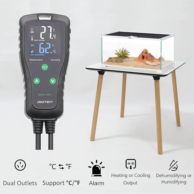 DIGITEN DHTC-1011 Temperature and Humidity Controller Outlet Plug in Thermostat Humidistat Reptile Humidity Controller Greenhouse Thermostat Heating Cooling Humidifier Dehumidifier - Image 4