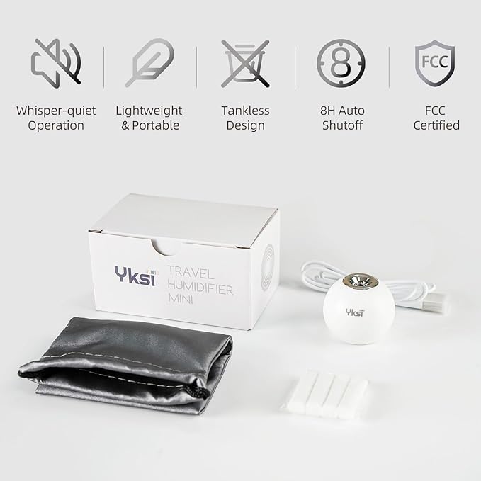 YKSI Mini Portable Humidifiers - Personal Desktop Humidifier for Travel Office Bedroom Plants with 8H Auto Shutoff, Easy to Fill and Clean, Quiet Cool Mist Humidifier with Storage Bag, Black - Image 5