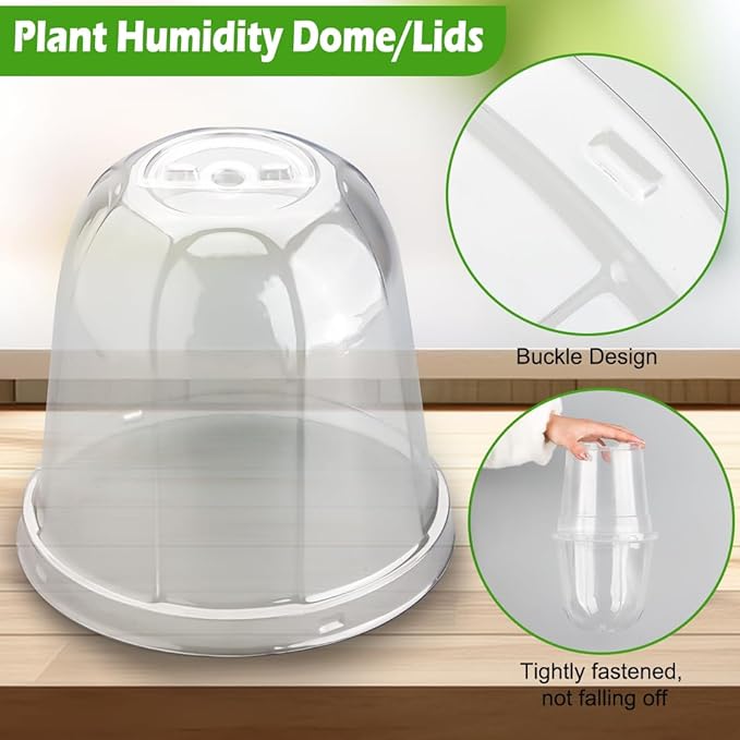 6 Inch Clear Humidity Dome, 30 Pcs Adjustable Plant Pot Domes Compatible with 6" Nursery Pots, Reusable Transparent Grow Dome Cover for Seed Starter Pots Outdoor Gardening Plant Growth - Image 4