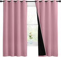 NICETOWN 100% Blackout Curtains with Black Liners, Thermal Insulated Full Blackout 2-Layer Lined Drapes, Energy Efficiency Window Draperies for Bedroom (Crystal Pink, 2 Panels, 55-inch W by 68-inch L) by NICETOWN