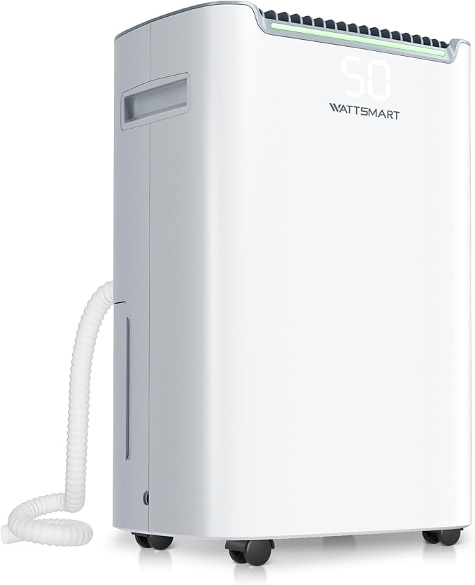 Dehumidifiers for Home with Drain Hose,75 OZ Water Tank, 4500 Sq.Ft 55 Pints Dehumidifiers for Basement, Bathroom, Bedroom, Three Modes, Smart Humidity Control, Dry Clothes, 24H Timer, White by Alphavoltage