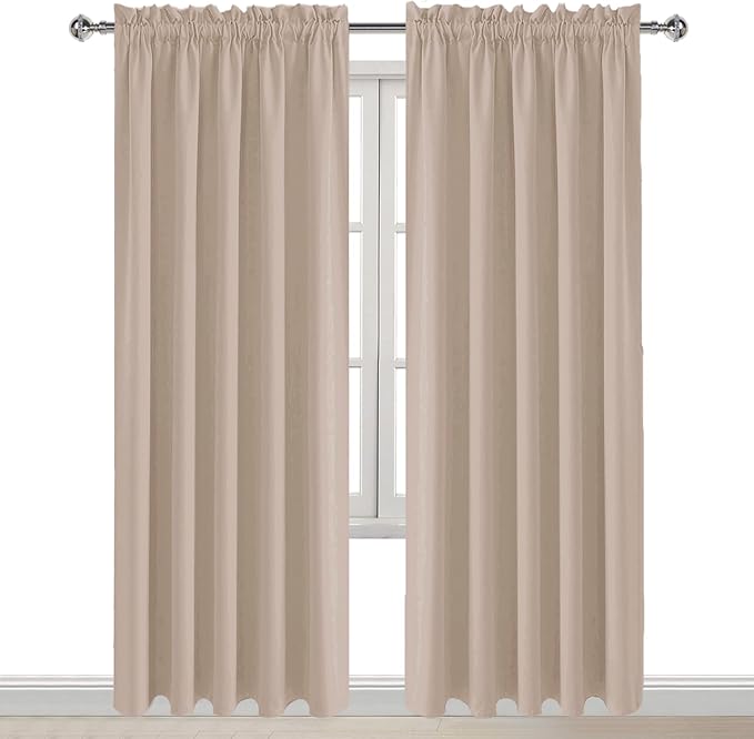 DWCN Blackout Curtains for Living Room Thermal Insulated, Energy Saving & Noise Reducing Bedroom Curtains, Camel, W 60x L 84 Inch, Set of 2 Rod Pocket Curtain Panels - Image 9
