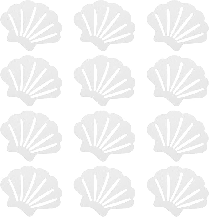 PATIKIL 12 Pcs Non Slip Bathtub Stickers, Anti Slip Shower Stickers Bathroom Shower Floor Decals Sea Shell Shape Cute Treads Tubs, White by PATIKIL