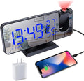Projection Digital Alarm Clock for Bedrooms,Alarm Clock Radio on Ceiling, USB Charger Port, Temperature & Humidity Display, 7.3” Large Mirror LED Display,12/24H,Snooze,Dual Loud Clock- 4 Dimmer by Hanaix